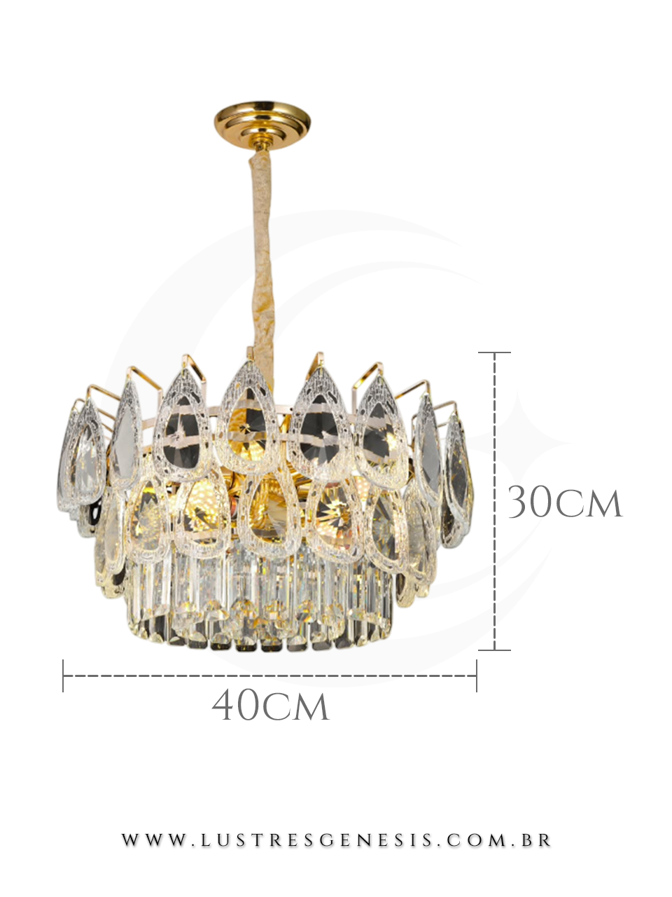 Lumin&aacute;ria de Teto Pendente Cristal e Vidro Trabalhado